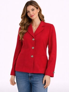 Pendleton Red Wool Blazer Jacket Button Front Classic Size M